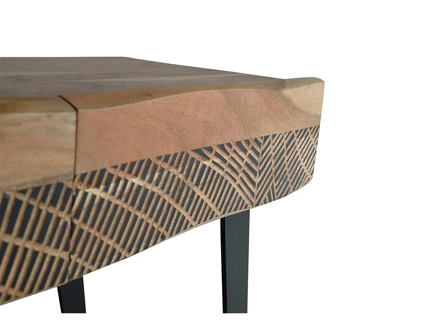 Console en bois d'acacia 110 cm, style rustique moderne - 77 x 110 x 40 cm