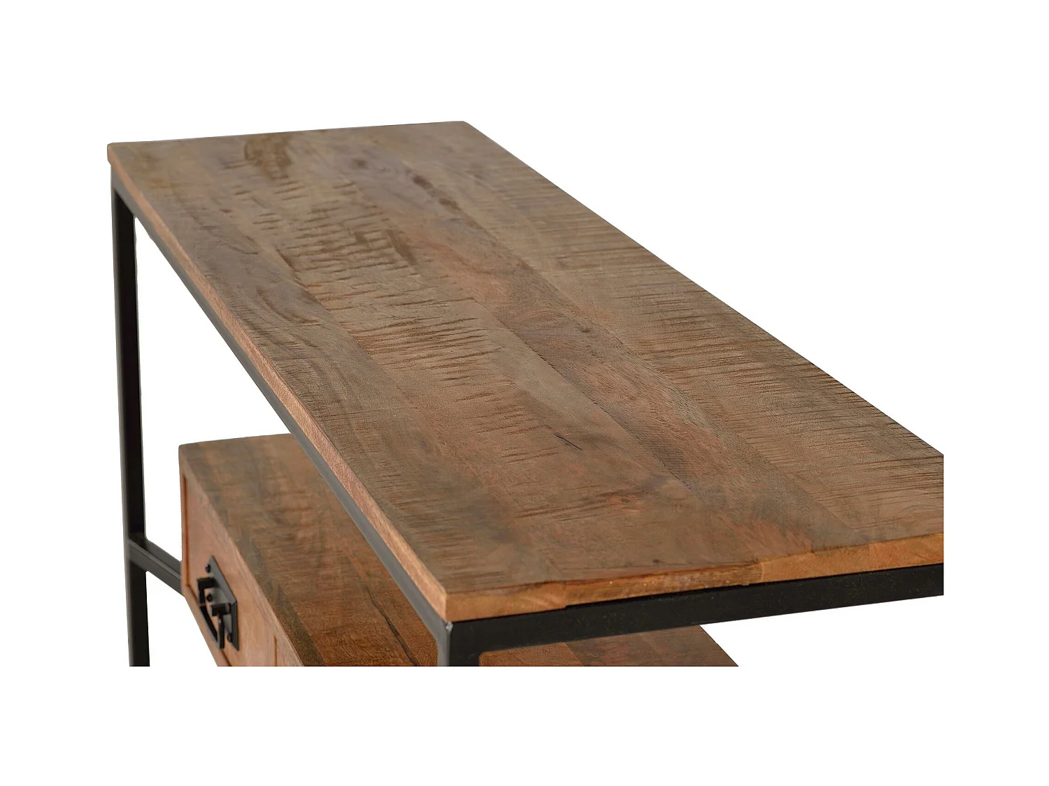 Konsola w stylu industrialnym z drewna mango z metalowymi akcentami