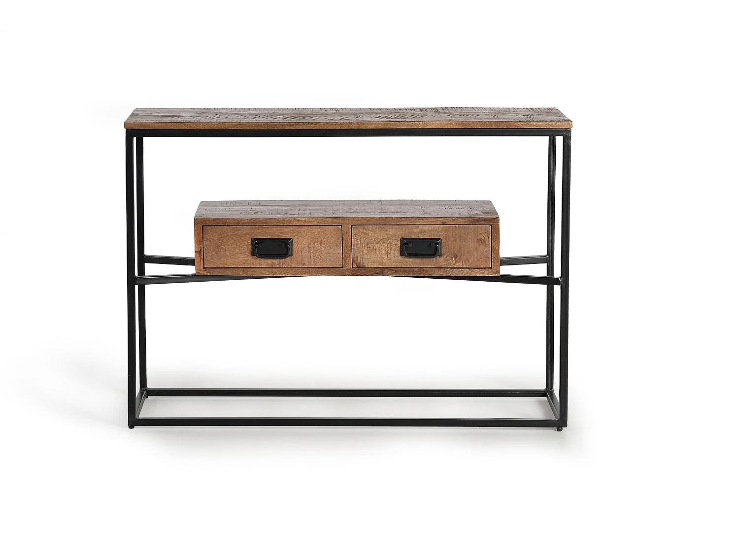 Console en bois de manguier 110 cm, style industriel - 78 x 110 x 35