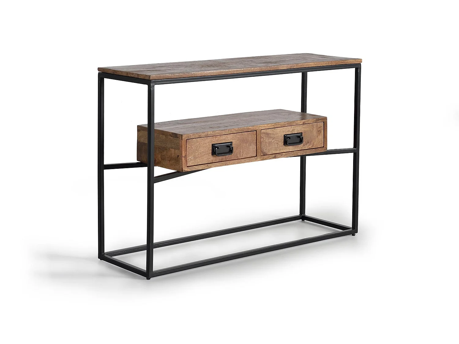 Console en bois de manguier 110 cm, style industriel - 78 x 110 x 35