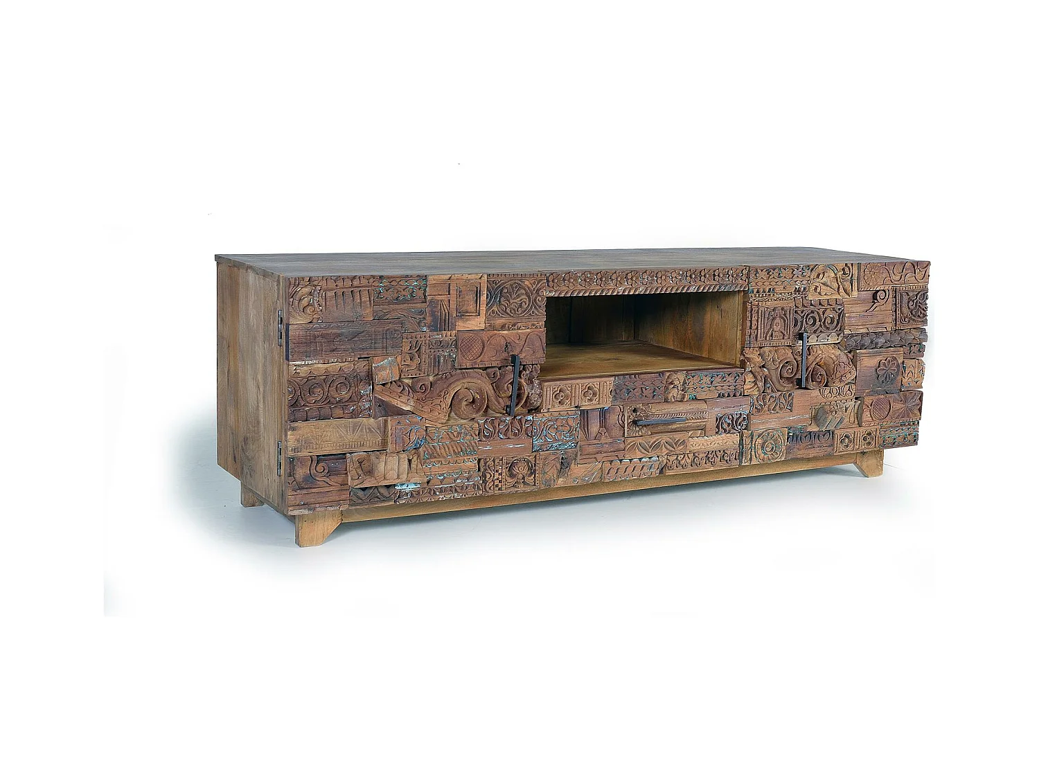 Szafka pod telewizor z odzyskanego drewna mango