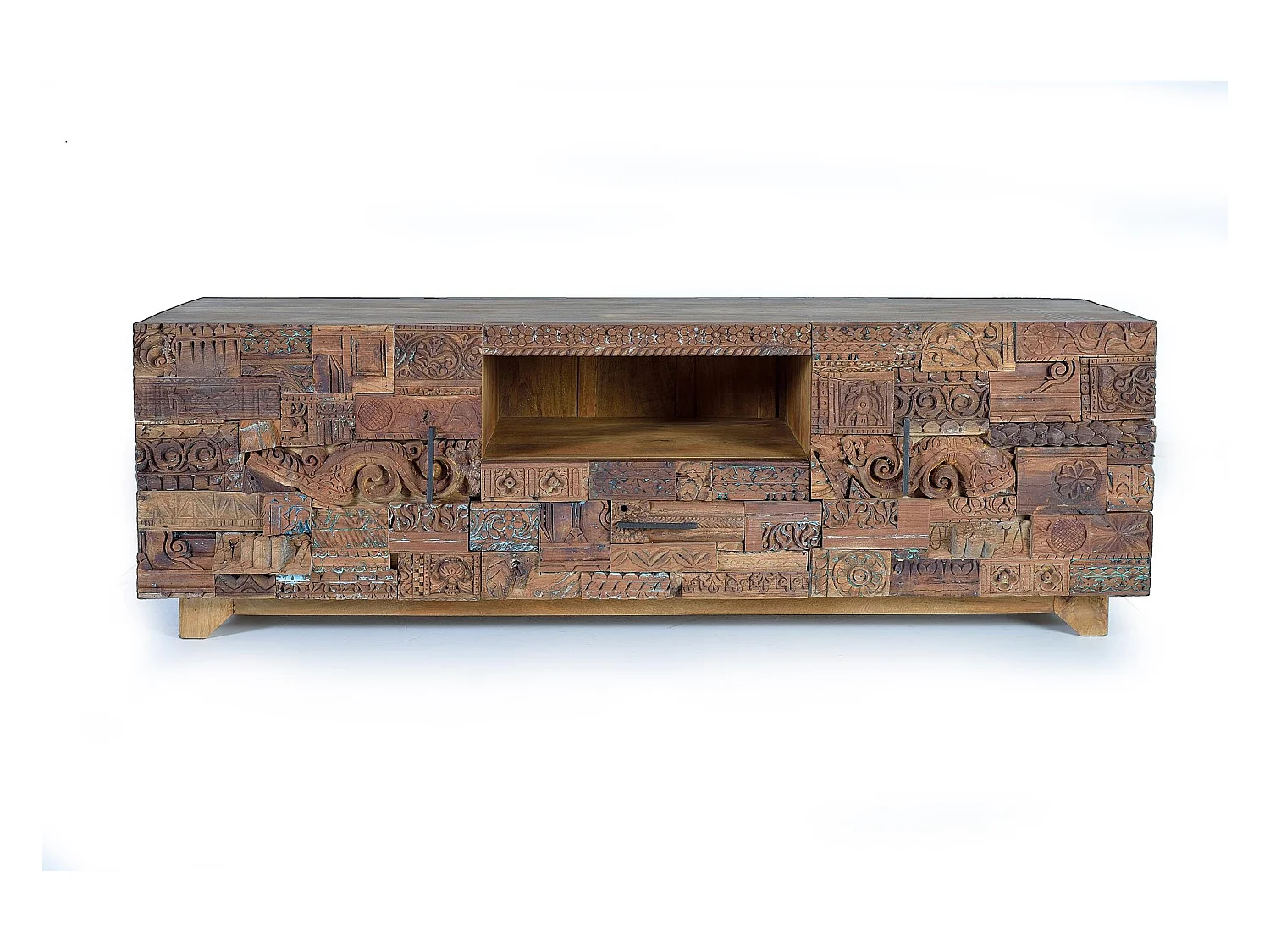 Szafka pod telewizor z odzyskanego drewna mango