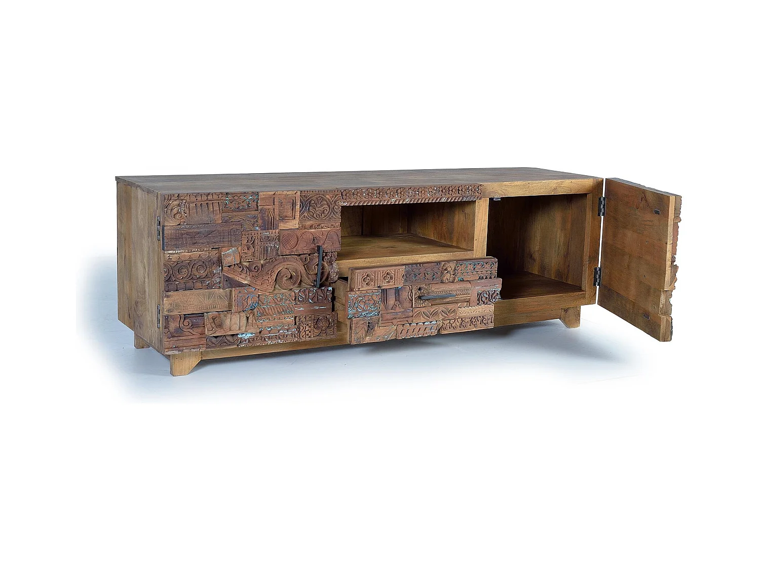 Szafka pod telewizor z odzyskanego drewna mango