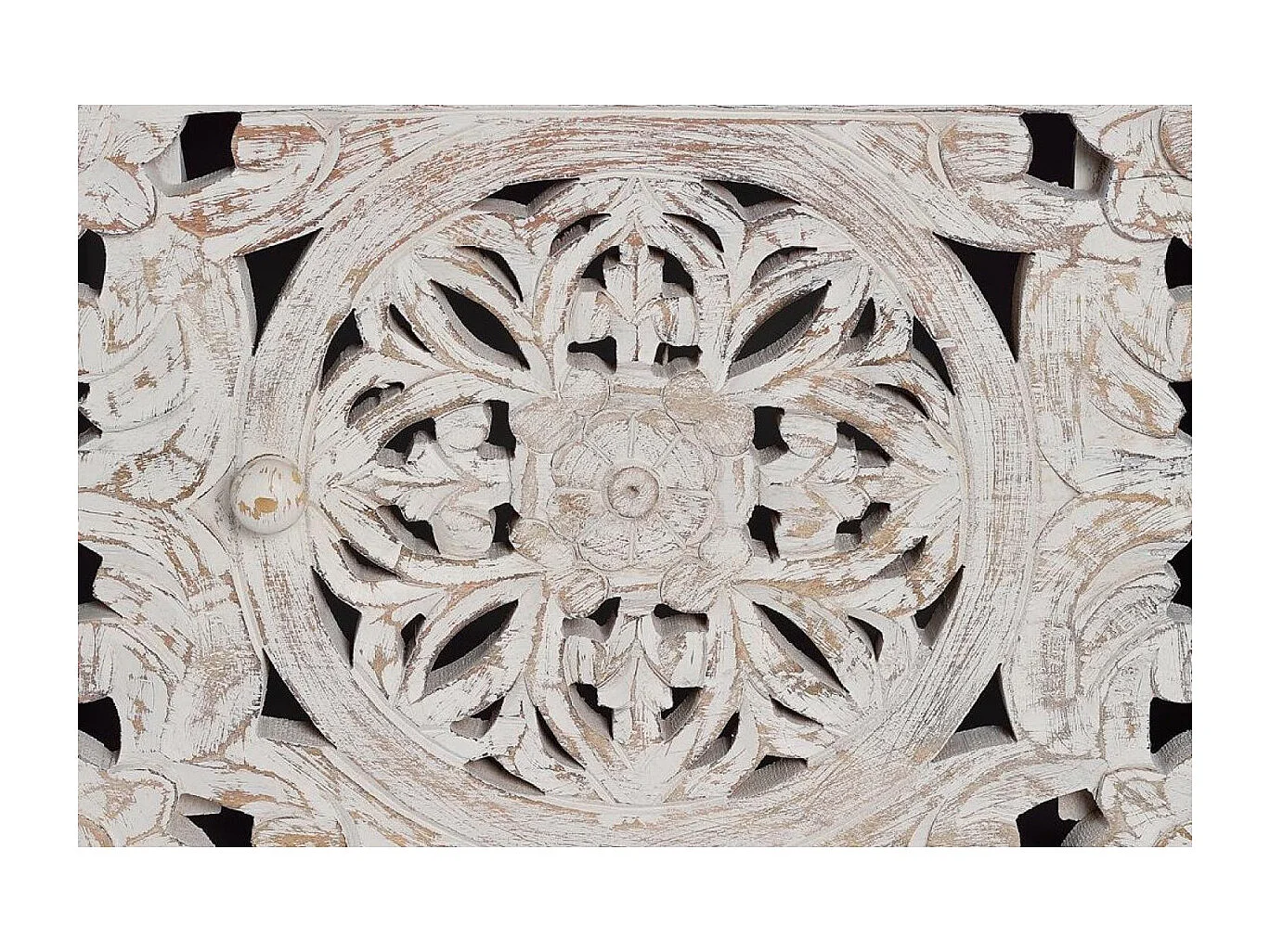 Meuble tv en bois de manguier sculptée et métal