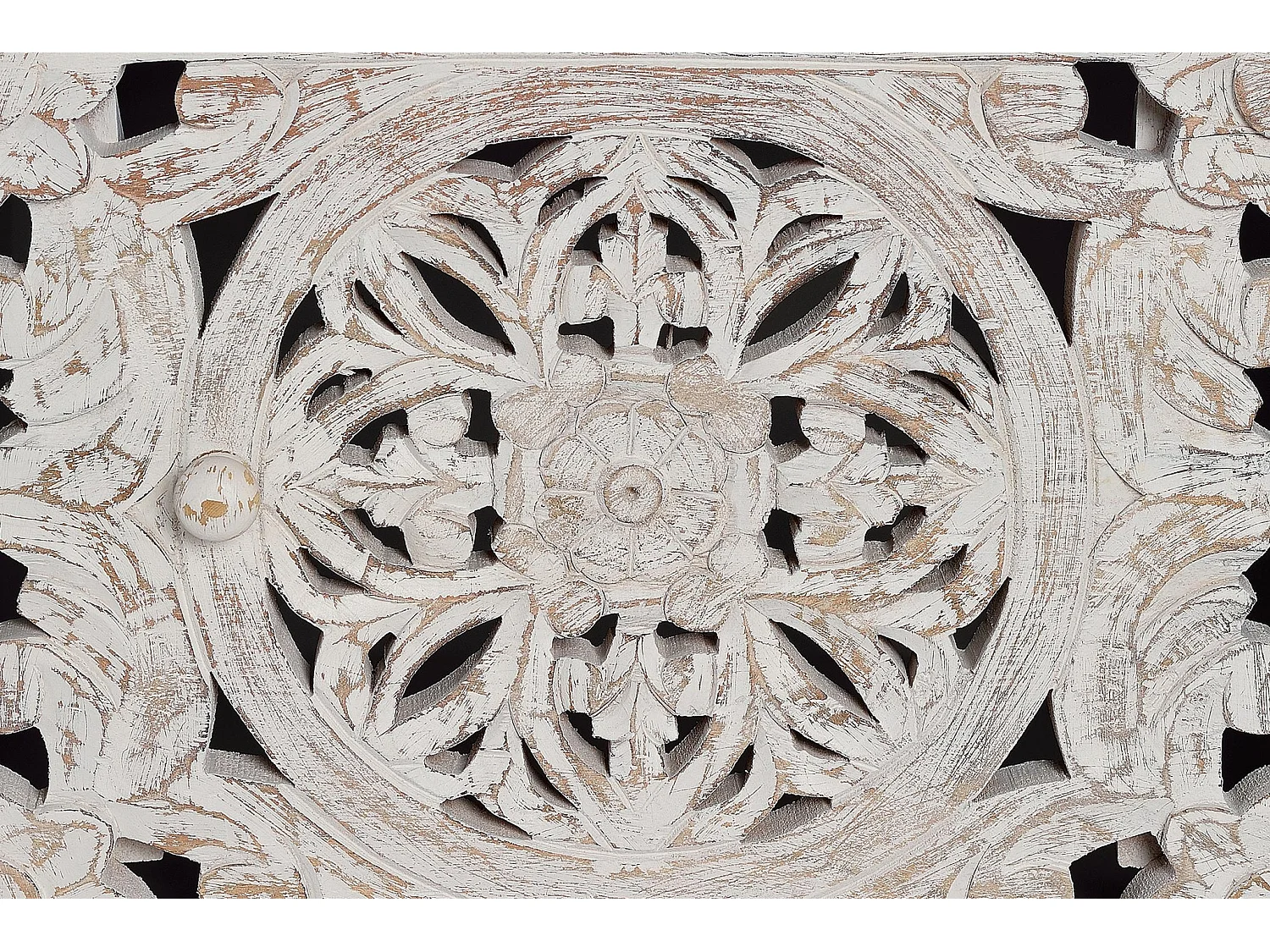 Meuble TV en bois de manguier 170 cm, style ethnique bohème sculpté - 55 x 170 x 40 cm