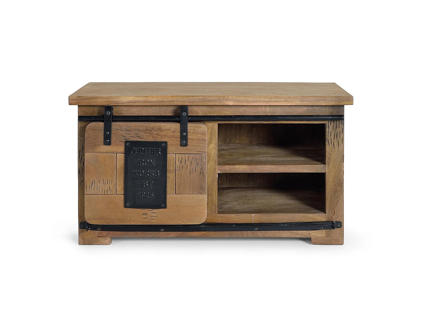Meuble TV en bois de manguier 90 cm, style industriel - 50 x 90 x 40 cm