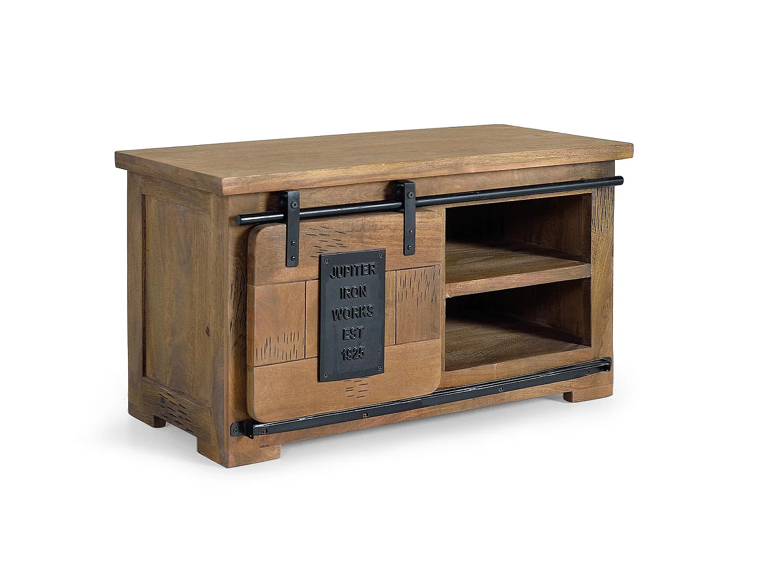 Meuble TV en bois de manguier 90 cm, style industriel - 50 x 90 x 40 cm