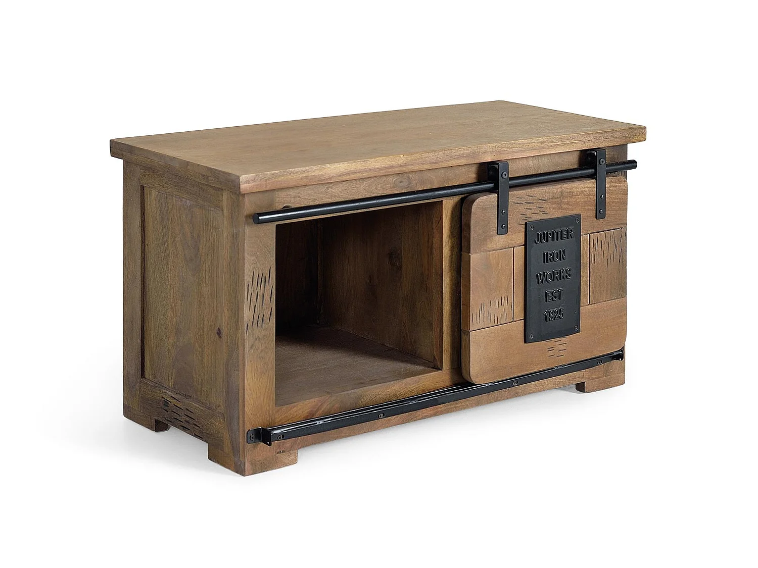 Meuble TV en bois de manguier 90 cm, style industriel - 50 x 90 x 40 cm