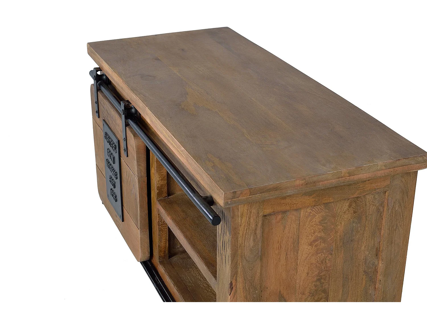 Meuble TV en bois de manguier 90 cm, style industriel - 50 x 90 x 40 cm