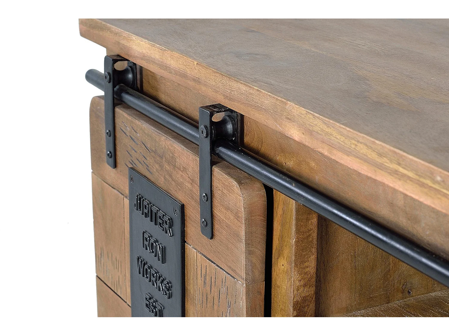 Meuble TV en bois de manguier 90 cm, style industriel - 50 x 90 x 40 cm