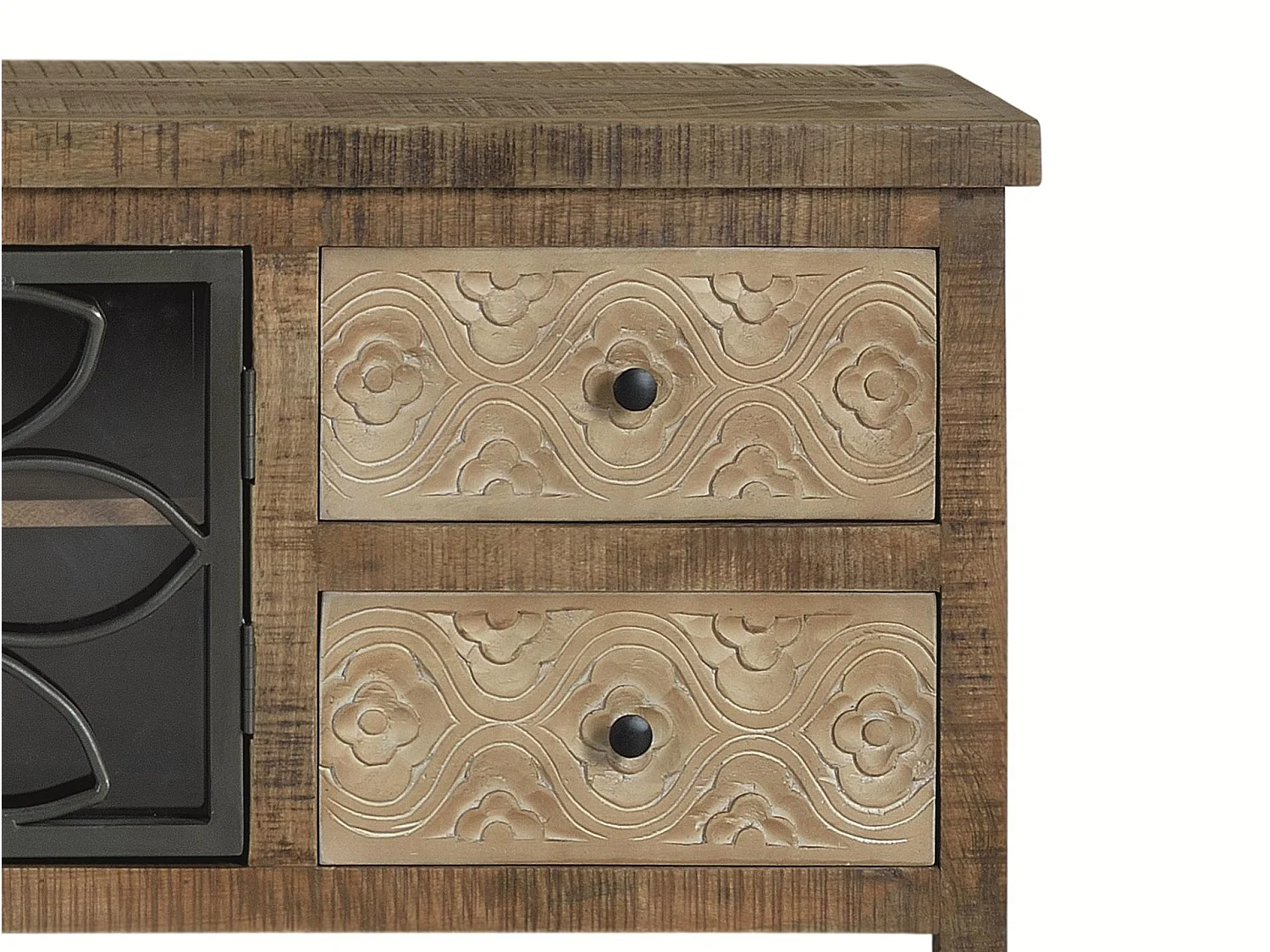 Meuble TV en bois de manguier 170 cm, style industriel moderne - 55 x 170 x 40 cm