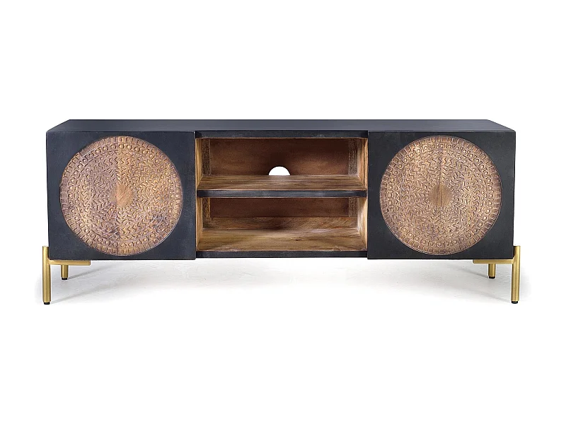 Meuble TV bois manguier et métal