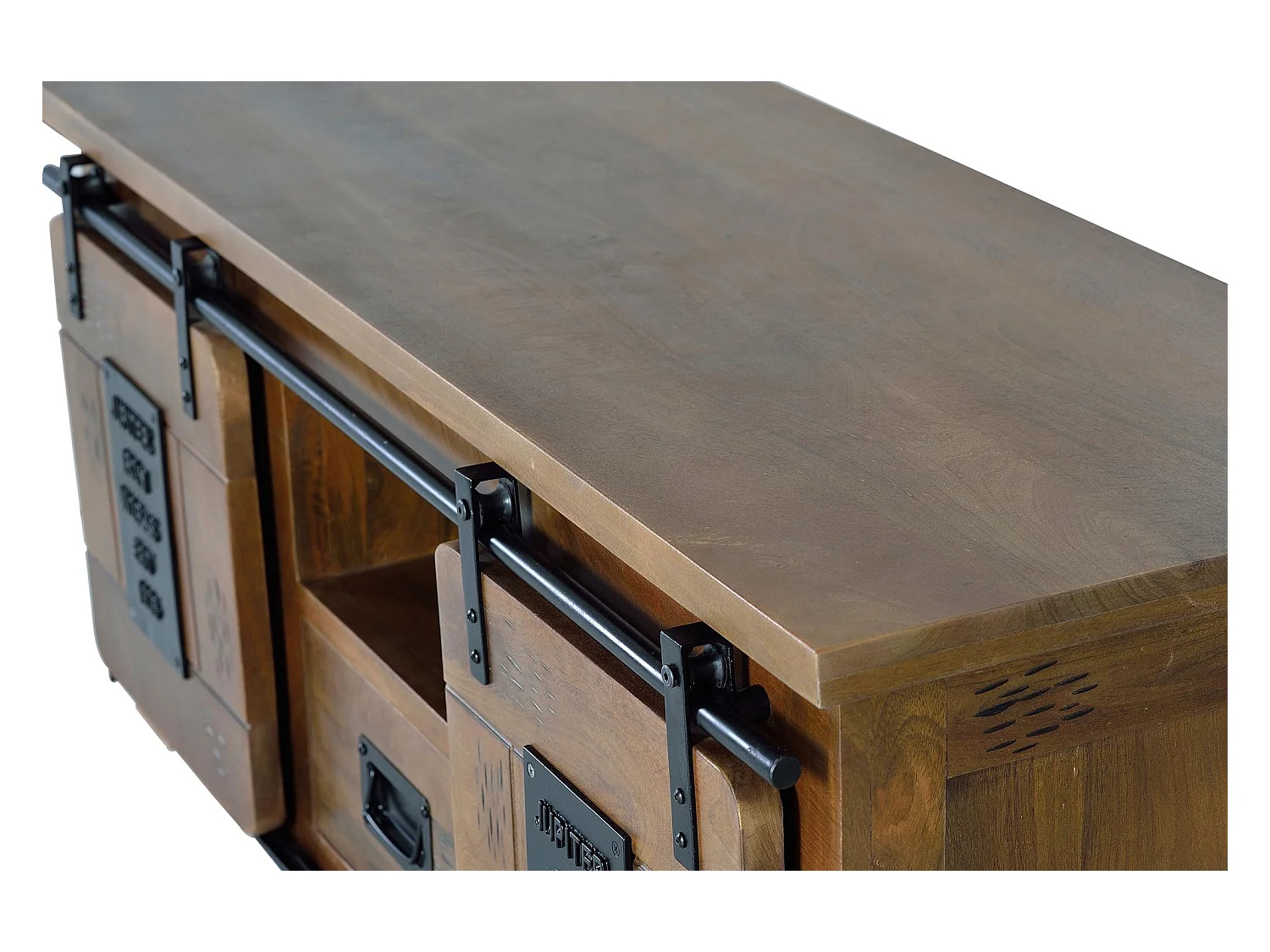 Meuble TV en bois manguier et métal