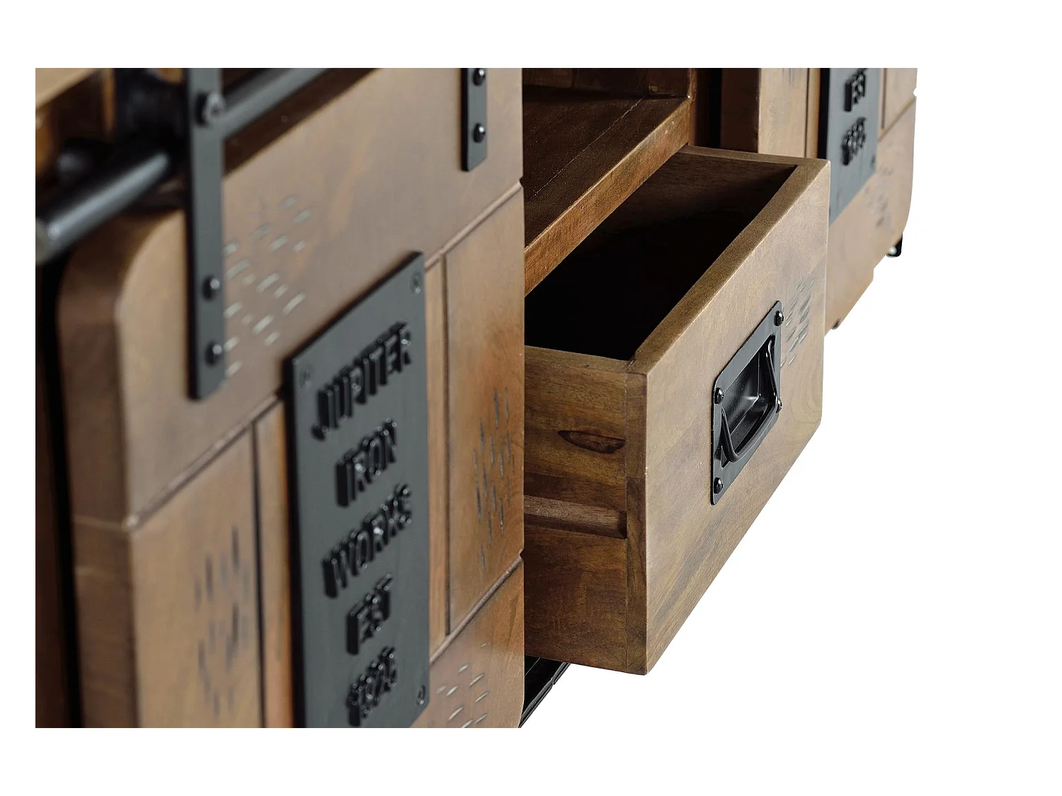 Meuble TV en bois manguier et métal