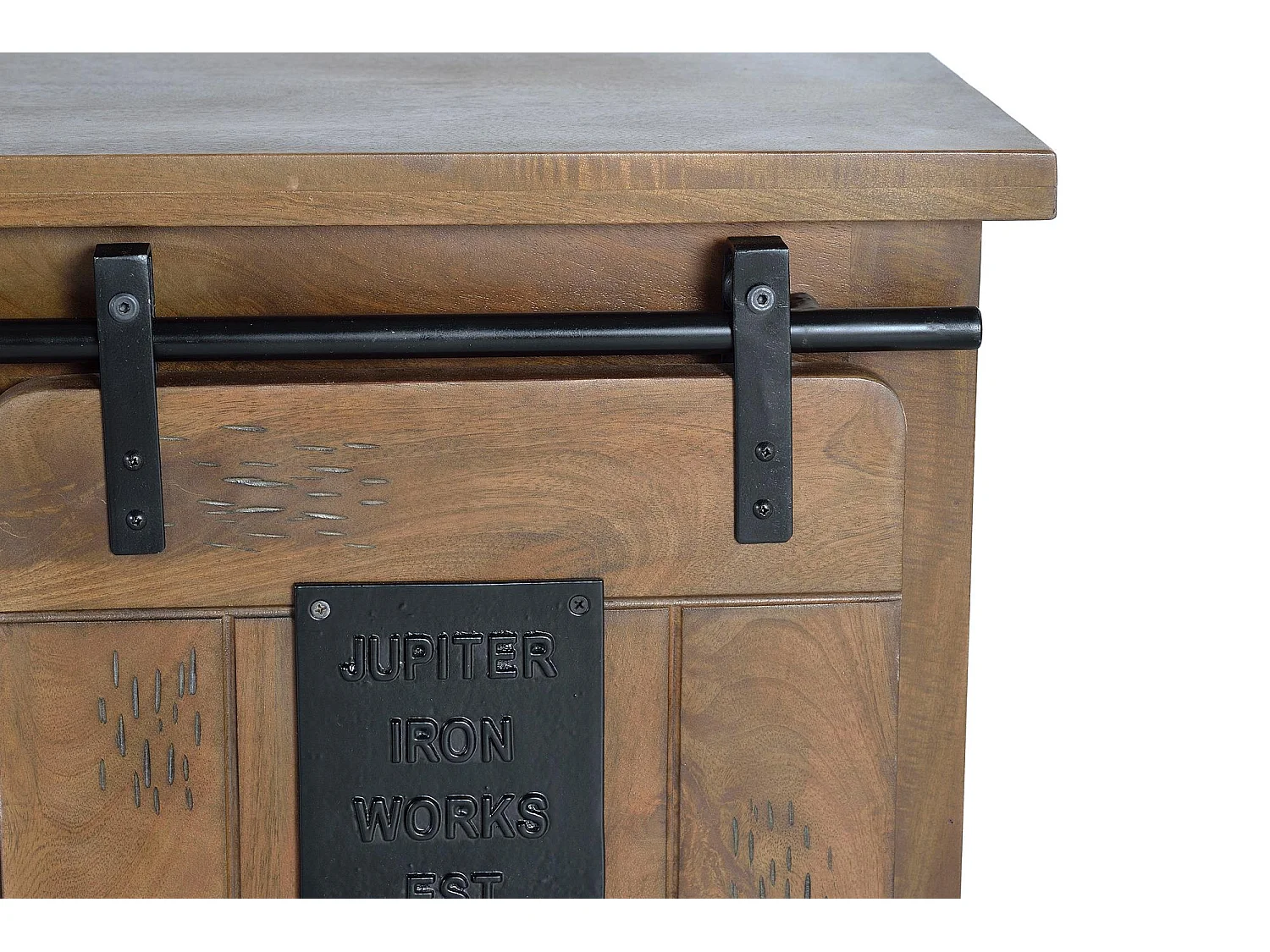 Szafka RTV z drewna manguier i metalu