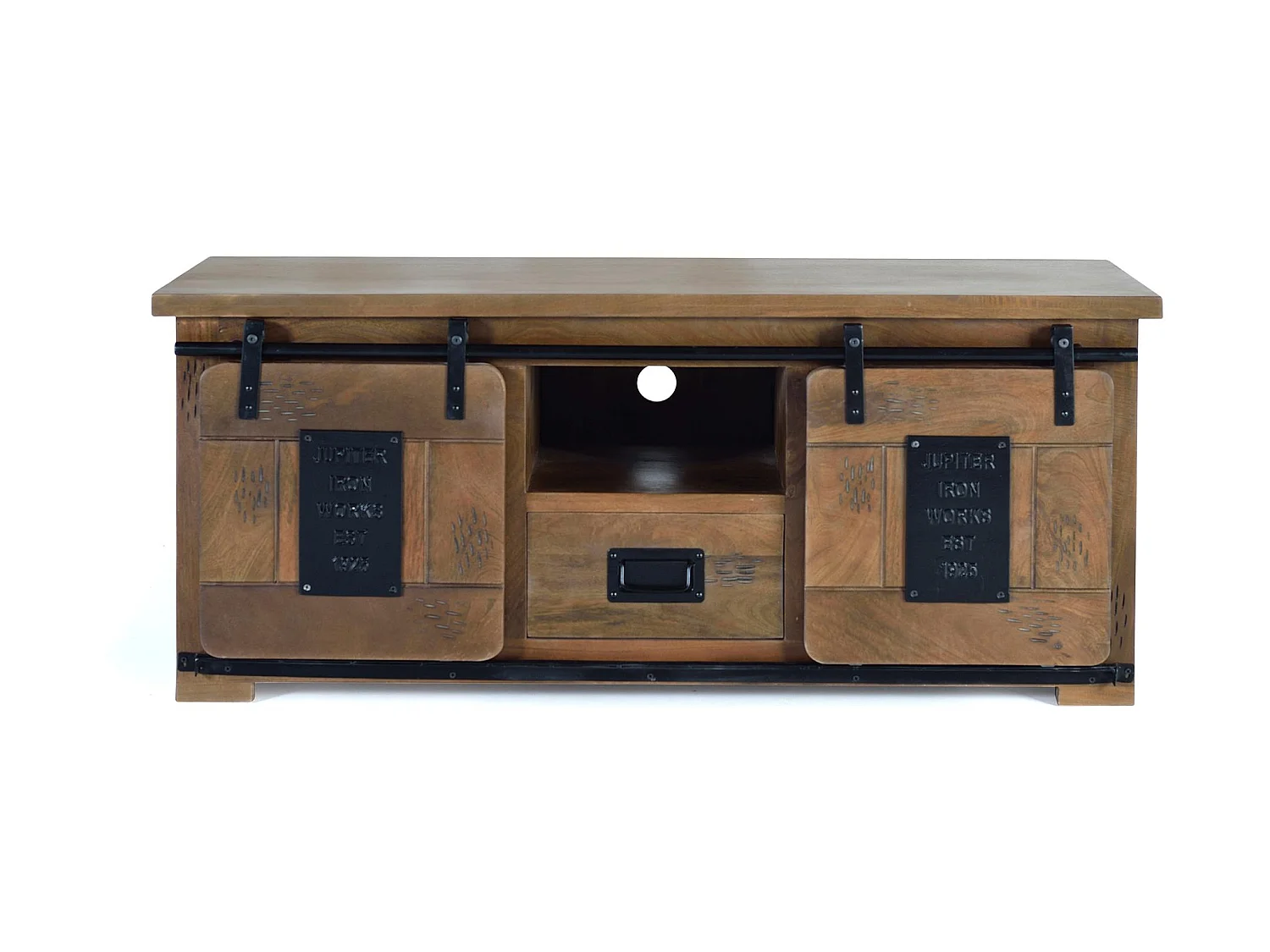 TV-Schrank aus Mangoholz und Metall