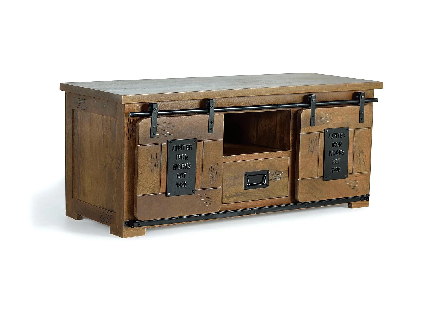 TV-Schrank aus Mangoholz und Metall