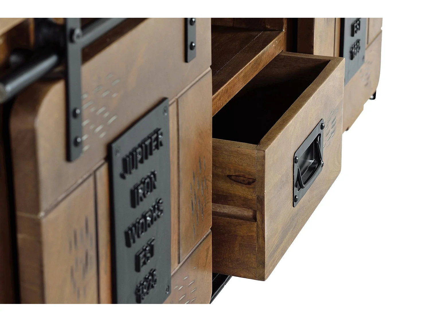 TV-Schrank aus Mangoholz und Metall