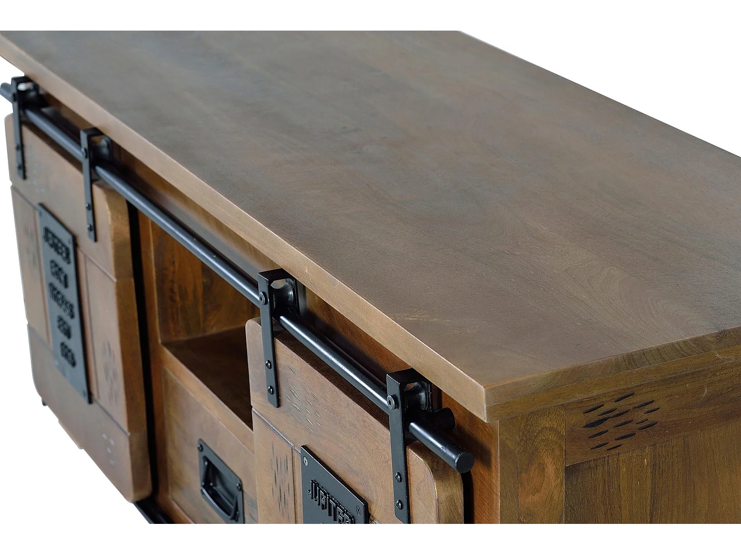 TV-Schrank aus Mangoholz und Metall