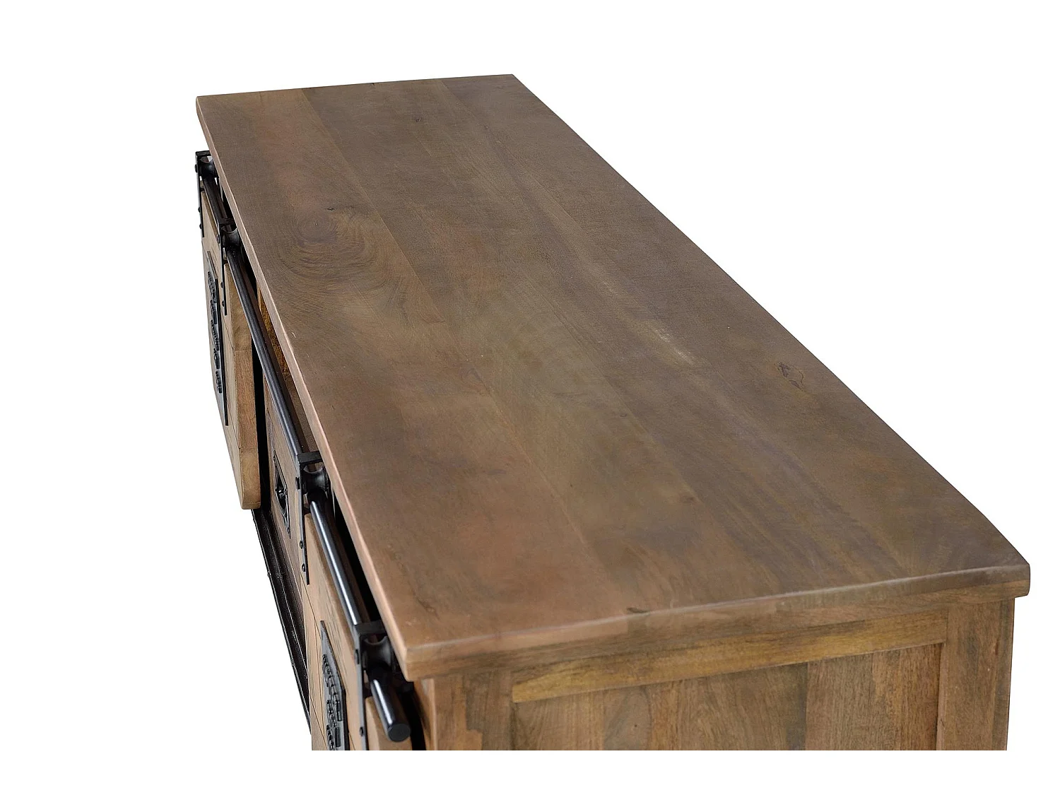 Meuble TV en bois de manguier 180 cm, style industriel - 55 x 180 x 50