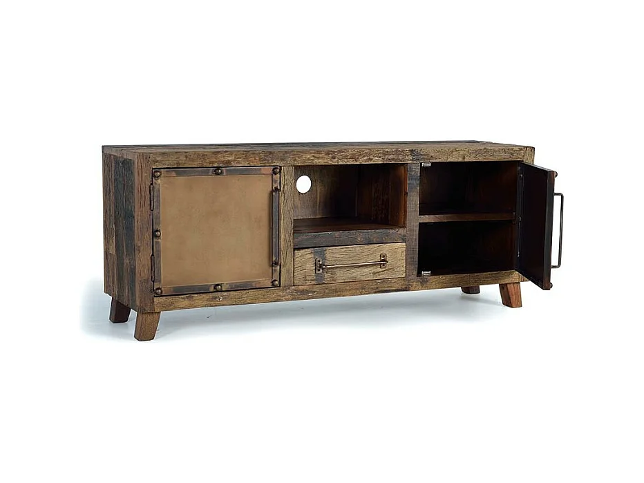 Meuble TV en bois récupéré et métal