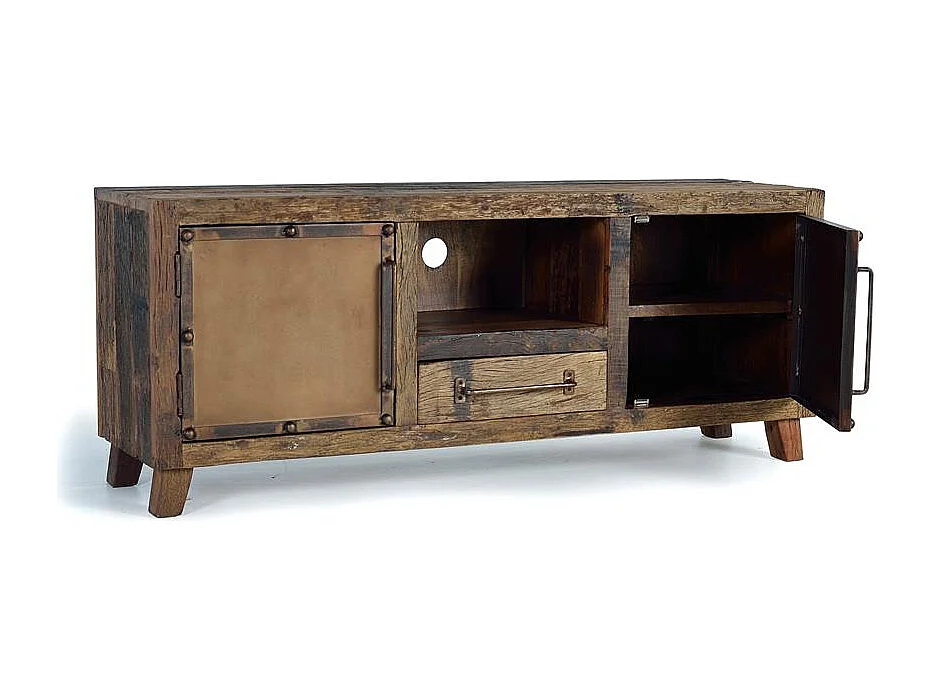 Meuble TV en bois récupéré et métal