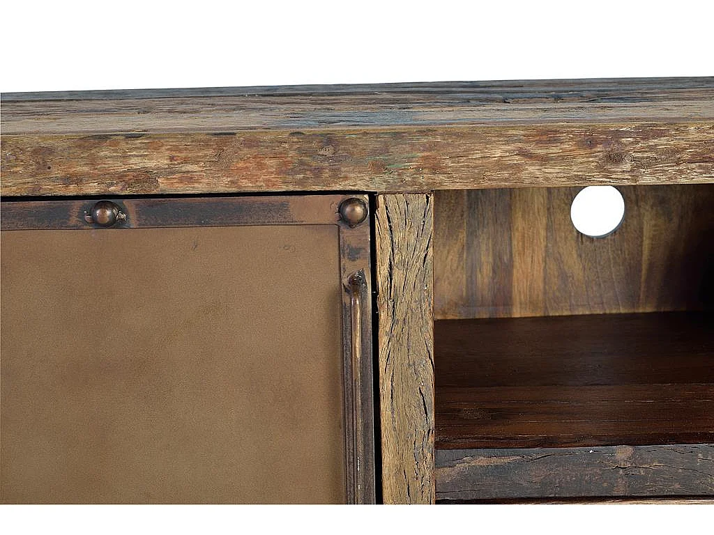 Meuble TV en bois récupéré et métal