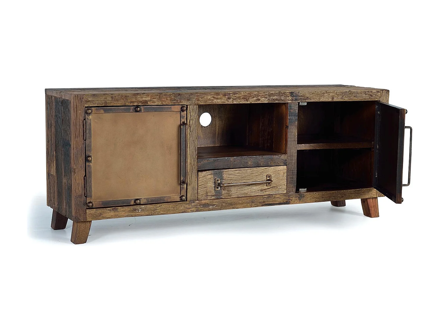 Meuble TV en bois récupéré et métal