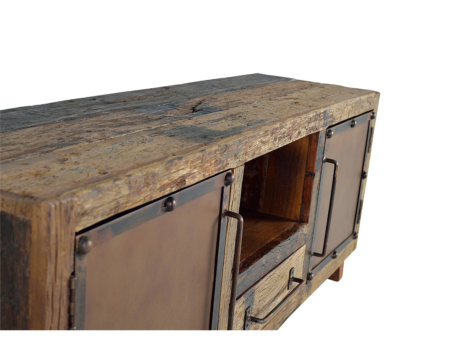 Meuble TV en bois récupéré et métal