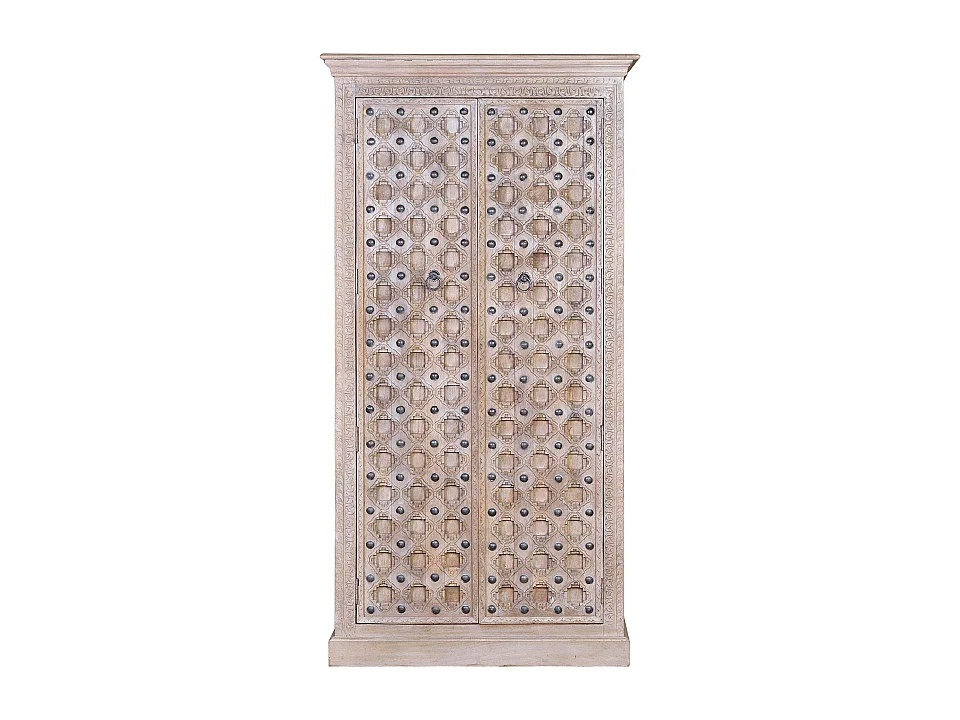 Armoire en bois de manguier 97 cm, style méditerranéen moderne - 190 x 97 x 50
