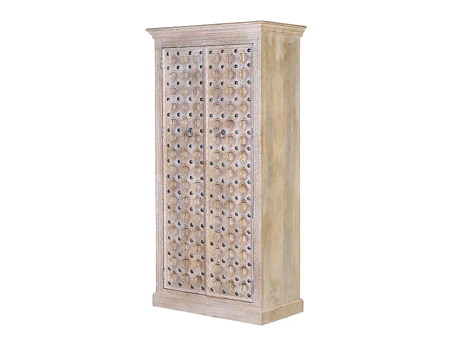 Armoire en bois de manguier 97 cm, style méditerranéen moderne - 190 x 97 x 50