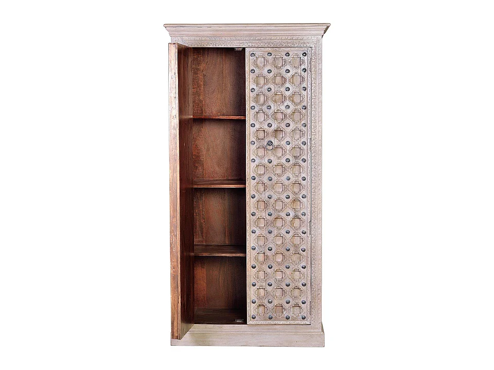 Armoire en bois de manguier 97 cm, style méditerranéen moderne - 190 x 97 x 50