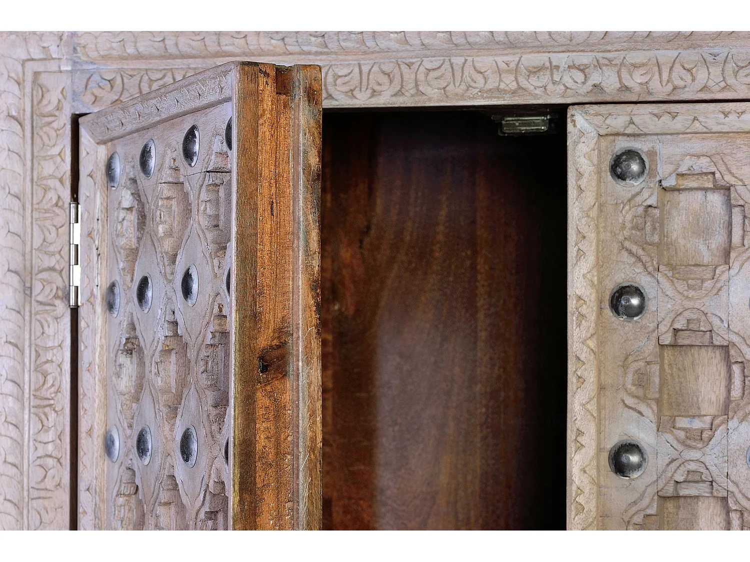 Armoire en bois de manguier 97 cm, style méditerranéen moderne - 190 x 97 x 50