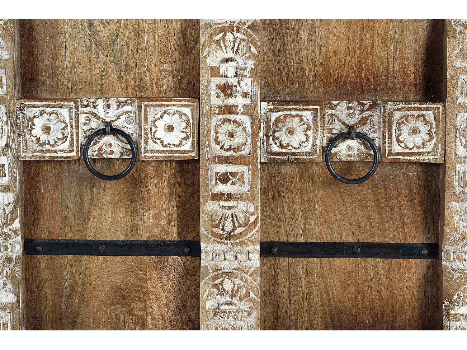 Armoire 2 portes en manguier avec étagères intérieures