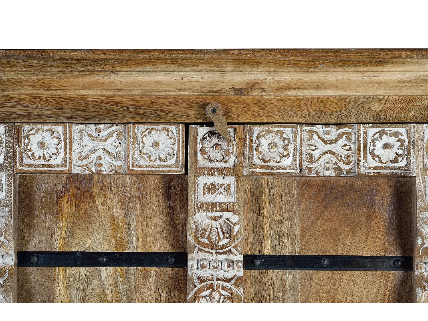 Armoire 2 portes en manguier avec étagères intérieures