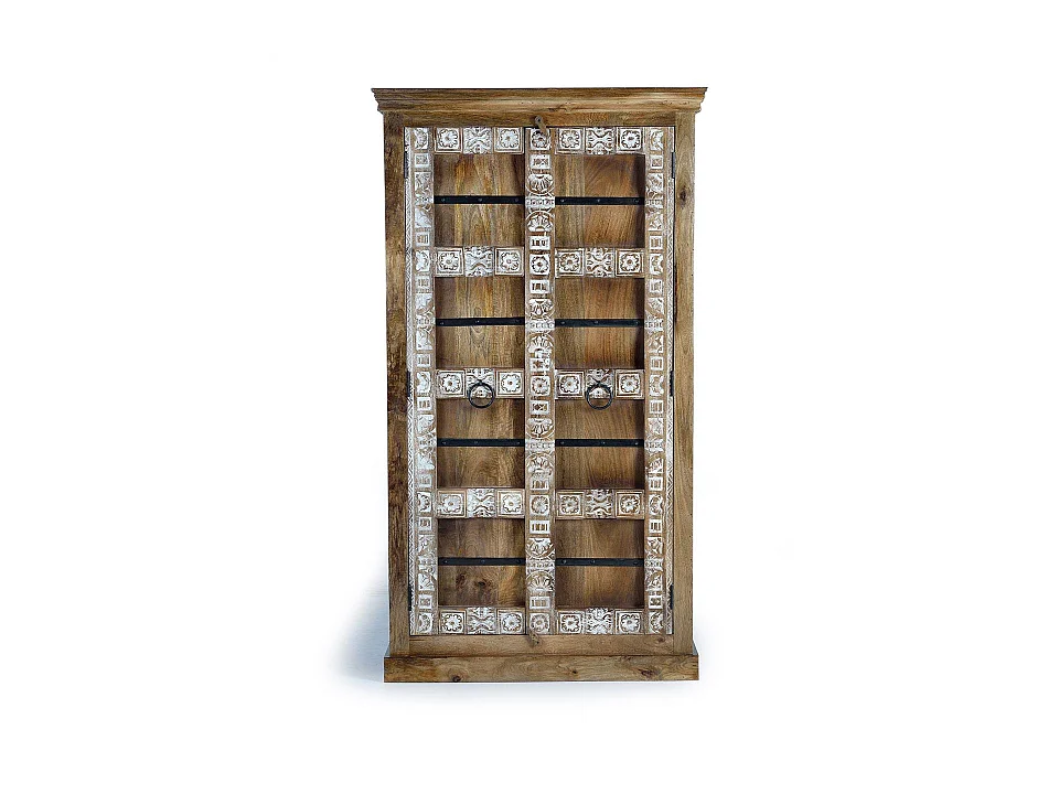 Armoire en bois de manguier 100 cm, style rustique moderne - 180 x 100 x 45