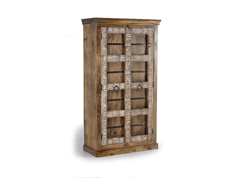 Armoire en bois de manguier 100 cm, style rustique moderne - 180 x 100 x 45