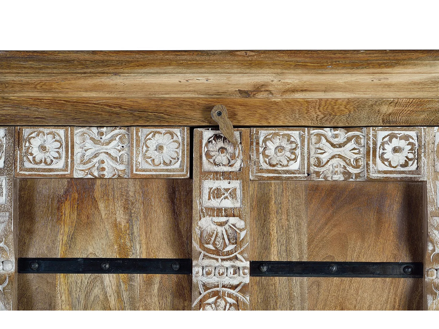 Armoire en bois de manguier 100 cm, style rustique moderne - 180 x 100 x 45