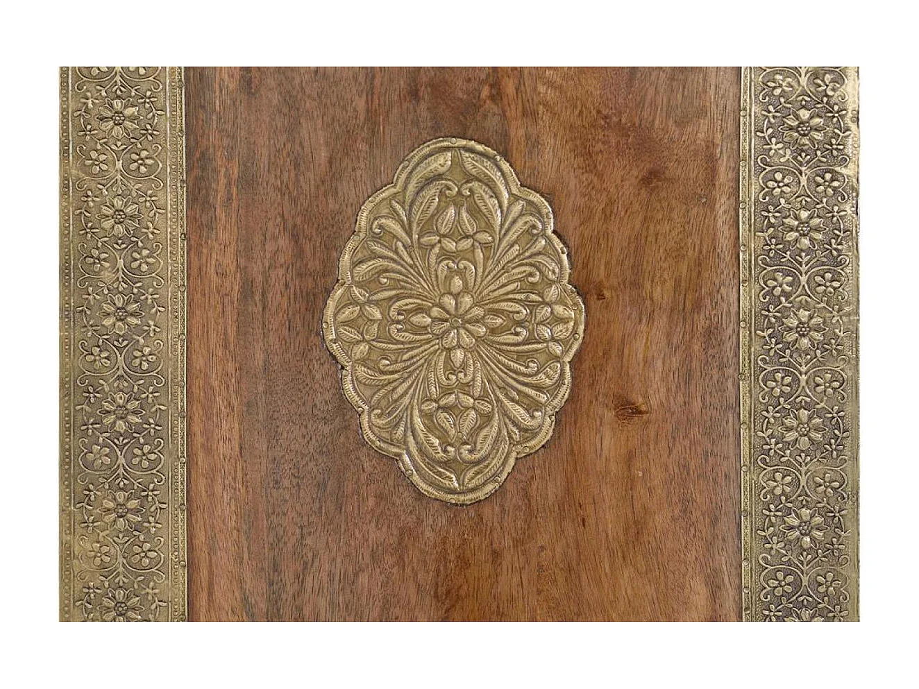 Armoire en bois de manguier, laiton e maiolique