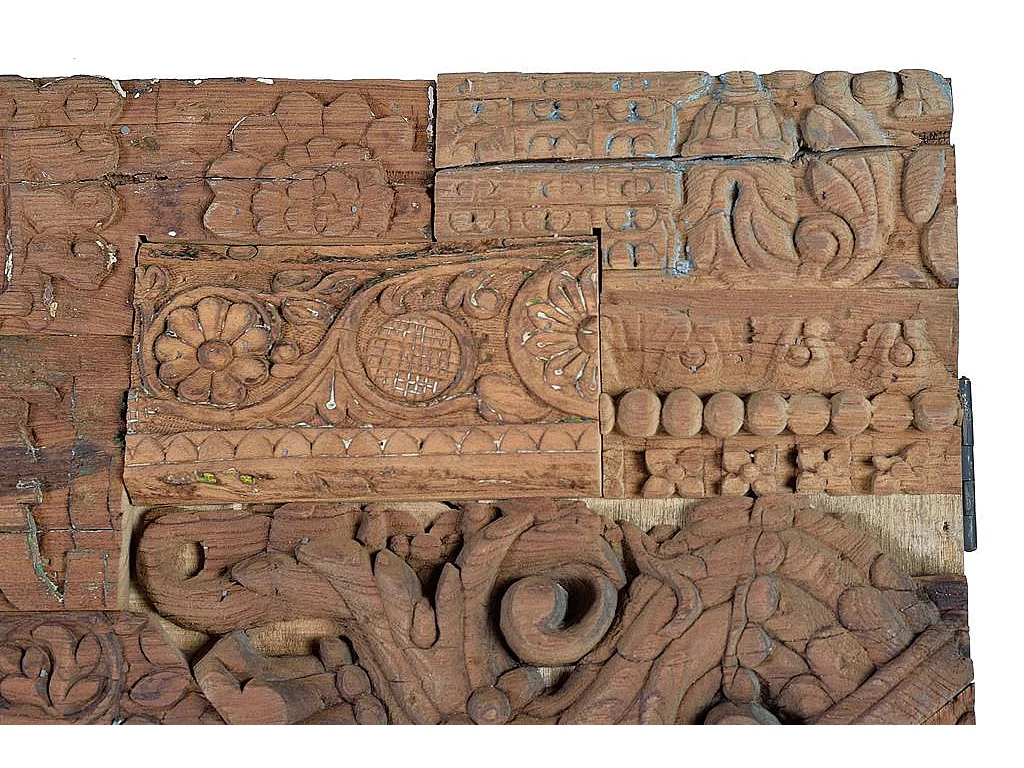 Armoire en bois de manguier, bois recyclé, style ethnique bohème sculpté, 90 cm - 180 x 90 x 50 cm