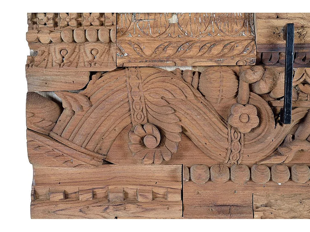 Armoire en bois de manguier, bois recyclé, style ethnique bohème sculpté, 90 cm - 180 x 90 x 50 cm