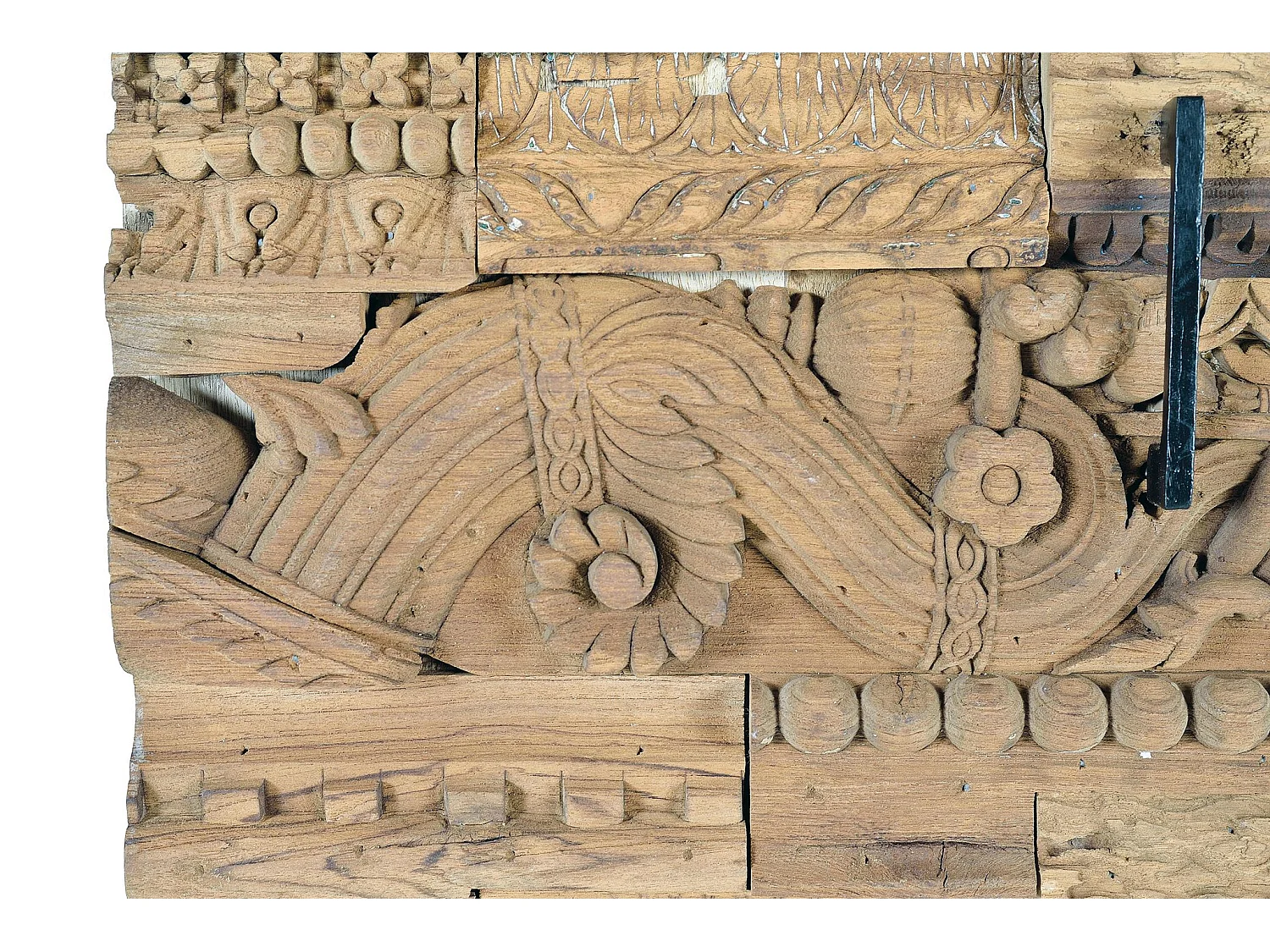 Armoire en bois de manguier, bois recyclé, style ethnique bohème sculpté, 90 cm - 180 x 90 x 50 cm