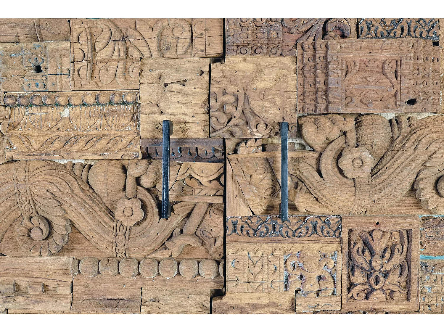Armoire en bois de manguier, bois recyclé, style ethnique bohème sculpté, 90 cm - 180 x 90 x 50 cm