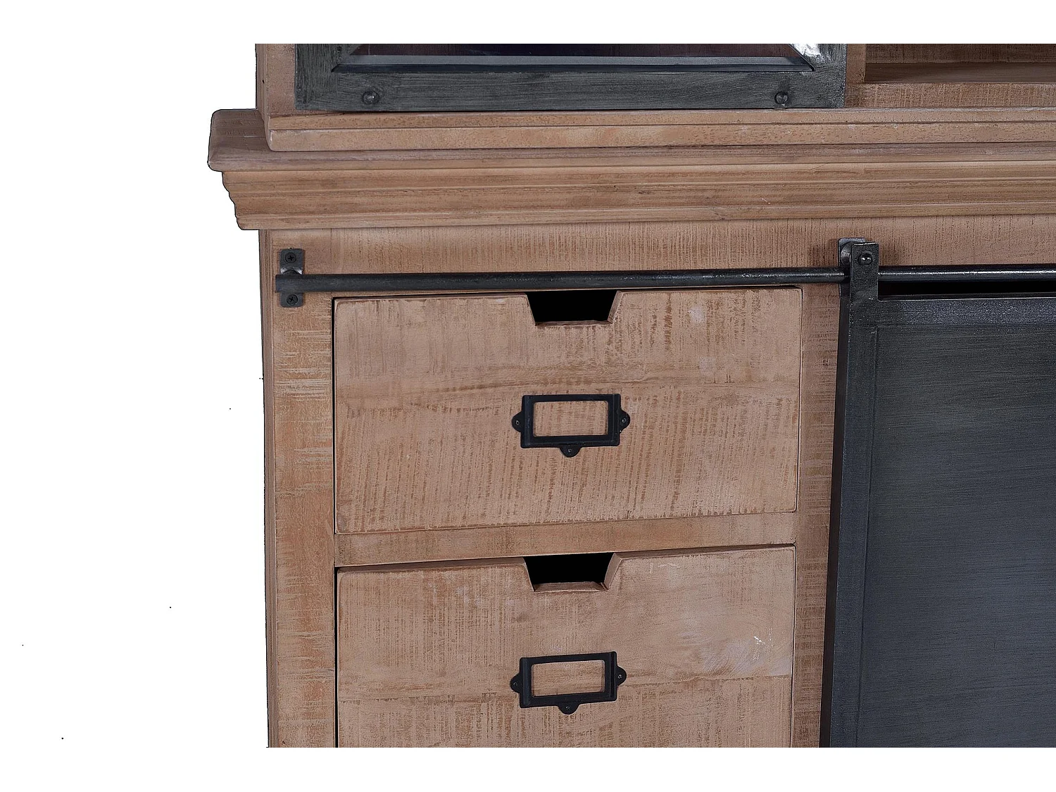 Buffet en bois de manguier 200 cm, style industriel moderne - 220 x 200 x 53