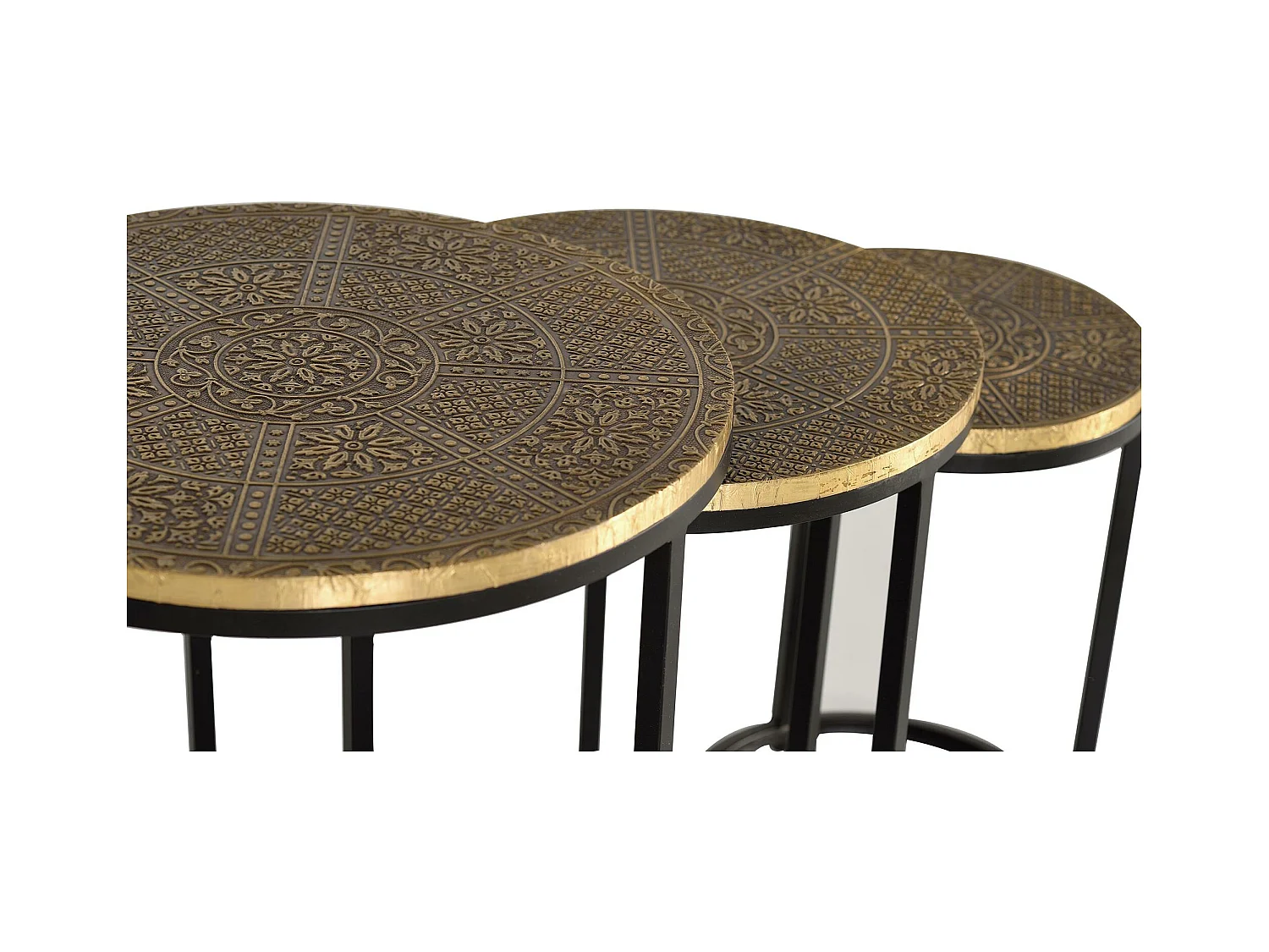 Conjunto de 3 mesas com tampo em bronze e base em metal Multicolor.Giner y Colomer.