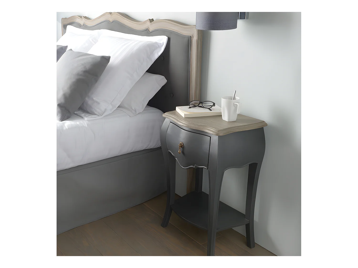 Table de chevet grise 1 tiroir Murano