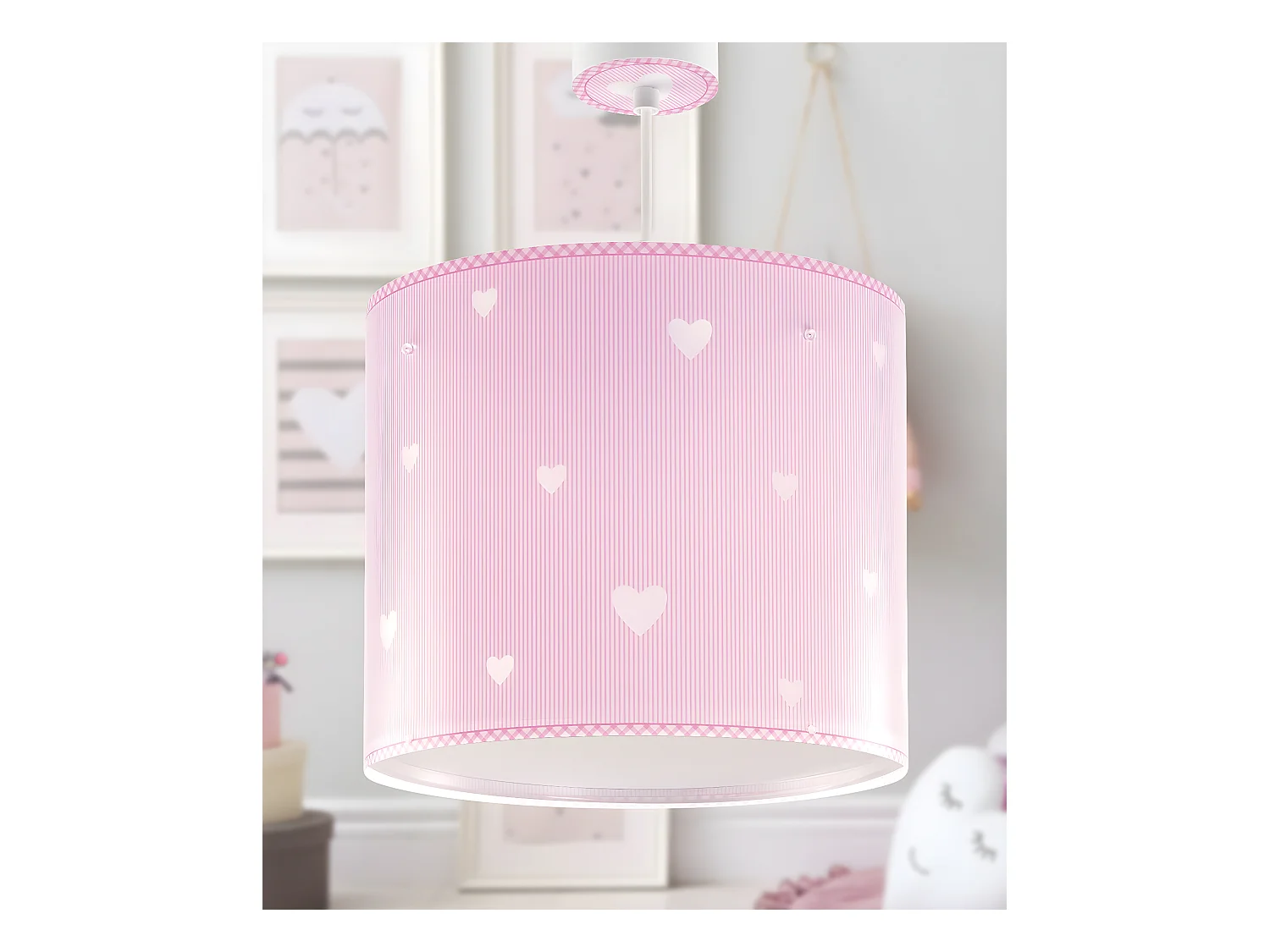 Lustre et lampe suspension enfant Sweet Dreams coeurs rose