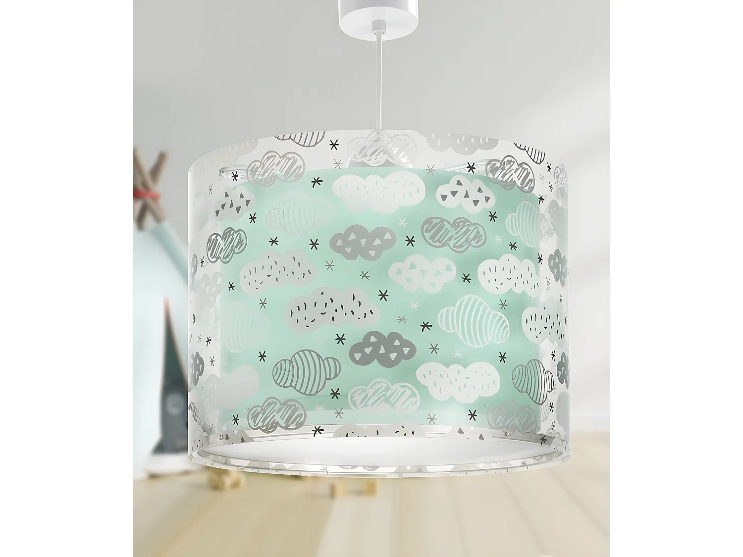 Lámpara infantil de techo Clouds Nubes verde | DALBER