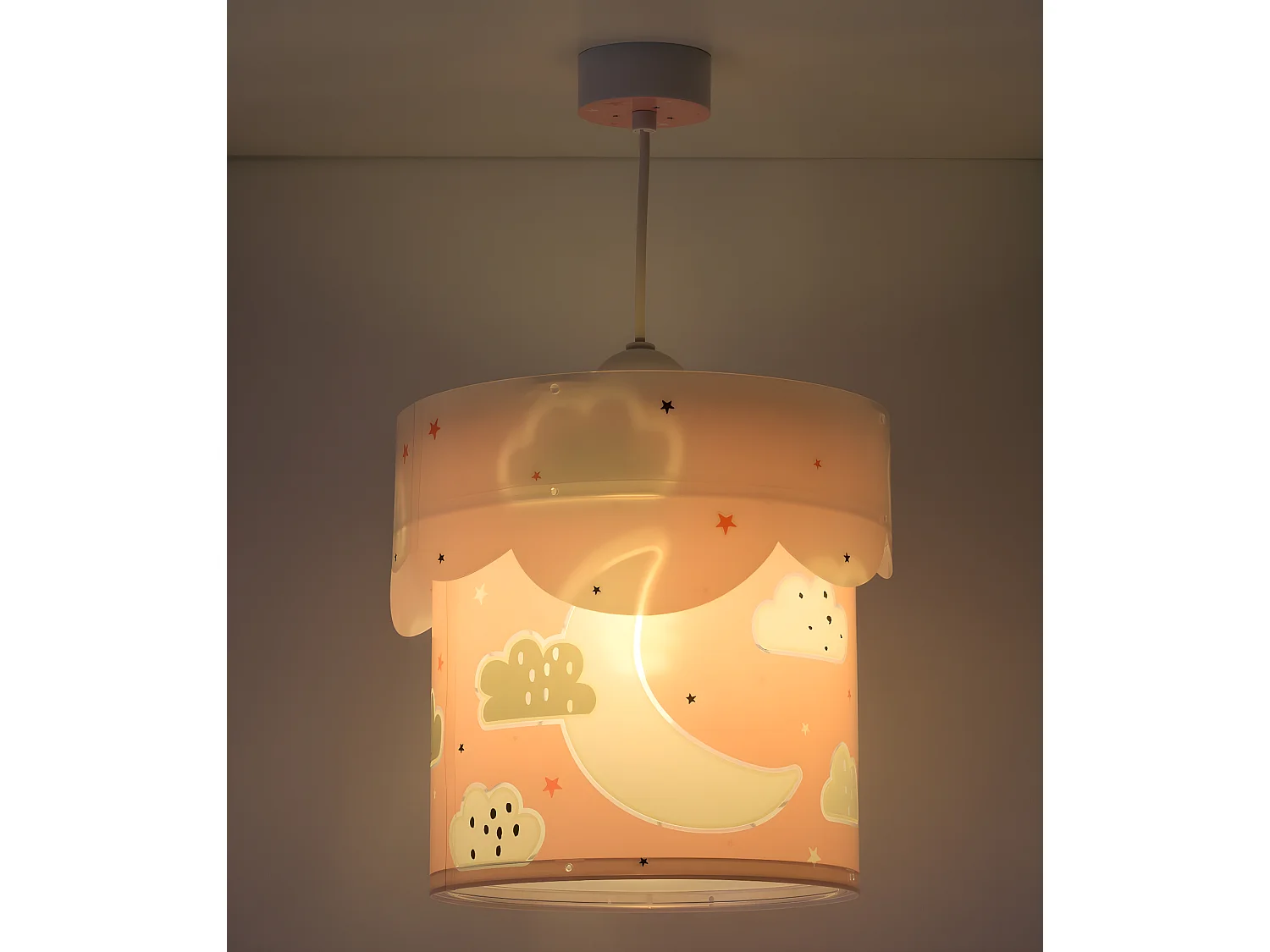 Lustre et lampe suspension enfant Moon Lune rose