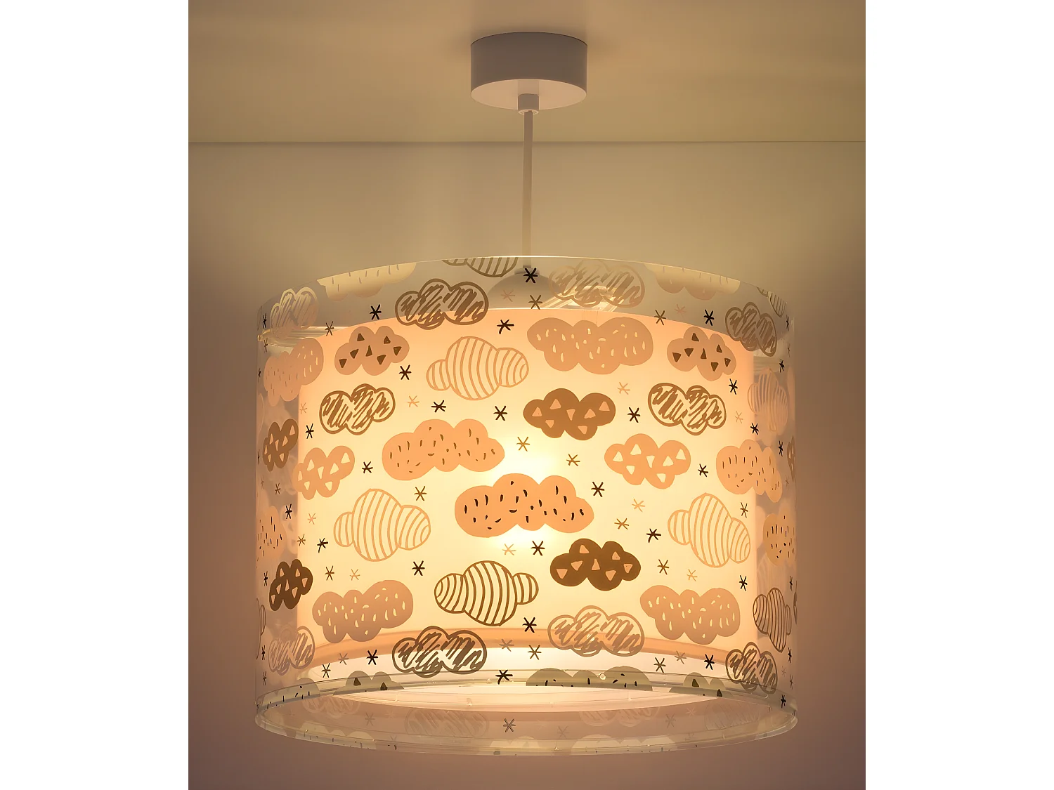 Lustre et lampe suspension enfant Clouds Nuages rose
